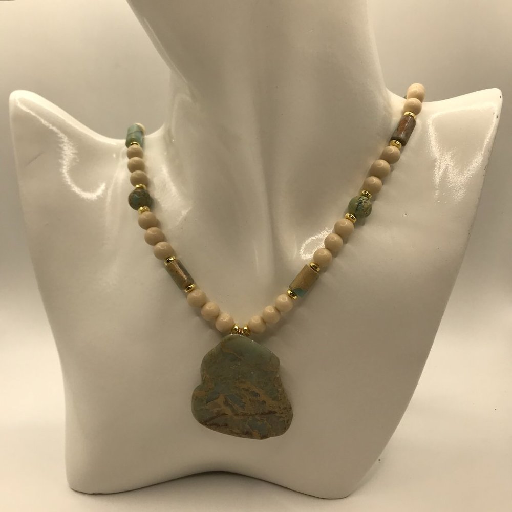 Jasper Aqua Terra Jasper Large Pendant 21 inch Necklace Handmade Brand New - Picture 9 of 13